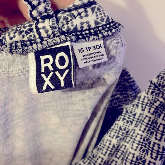 Roxy Blue and White Bohemian Mini Summer Dress Women’s Size XSmall Comfy Dress - Picture 4 of 5